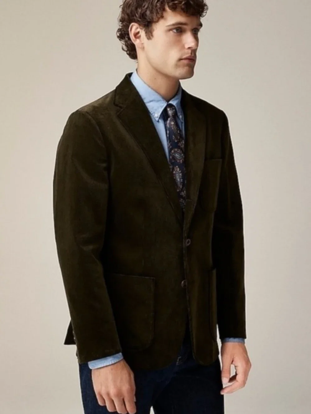 J Crew Crosby Classic-fit suit jacket in Italian corduroy CL269 44R Green